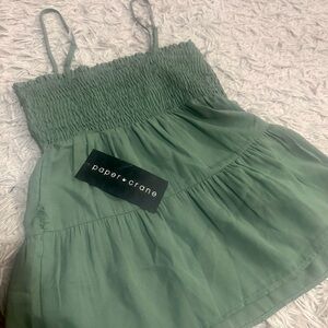 Paper Crane Green Smocked Tank!
